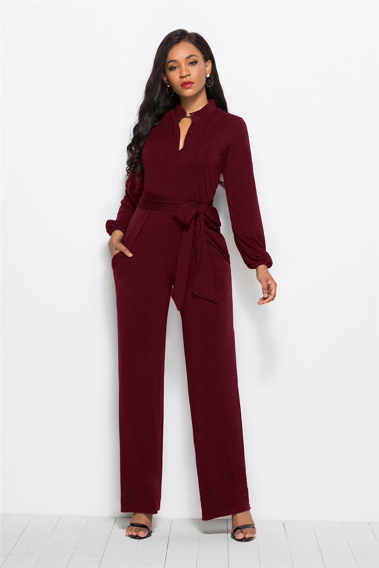 Bandage Long Sleeve Jumpsuit PLUS SIZE UP TO 5XL AVAILABLE