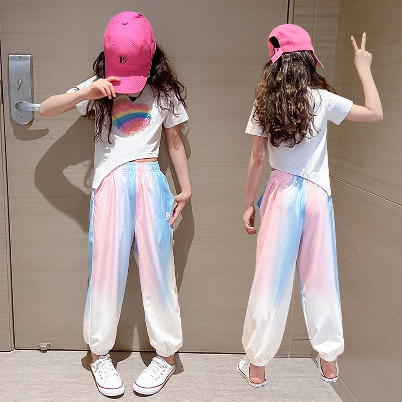 Teen Girls Rainbow Casual Set