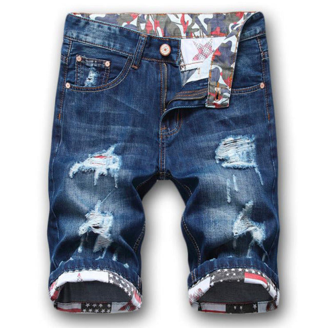 Ripped Short Jeans 100% Cotton Shorts Breathable Denim Shorts Male Size 28-38