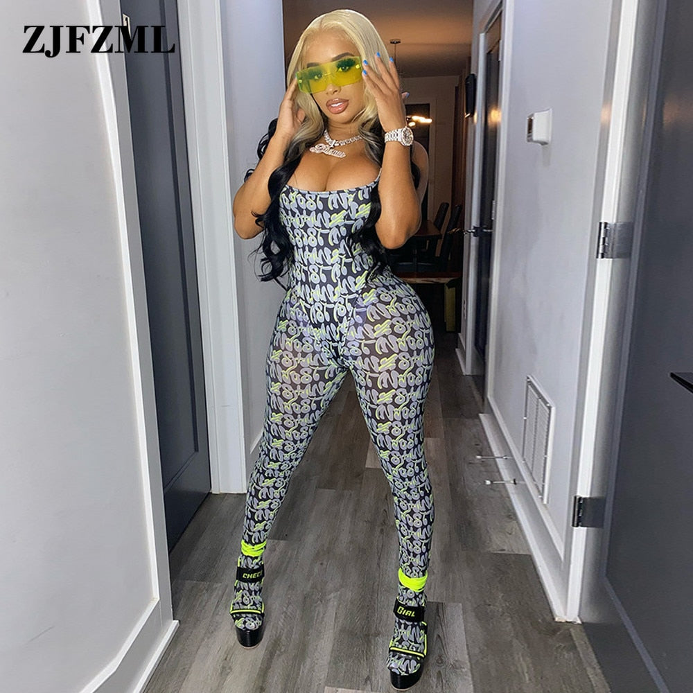 Two Piece Matching Set Letter Print Sleeveless Legging Female Clothing