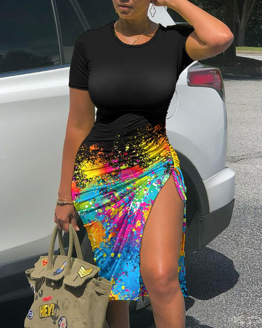 Dress Women Ink Splash Print