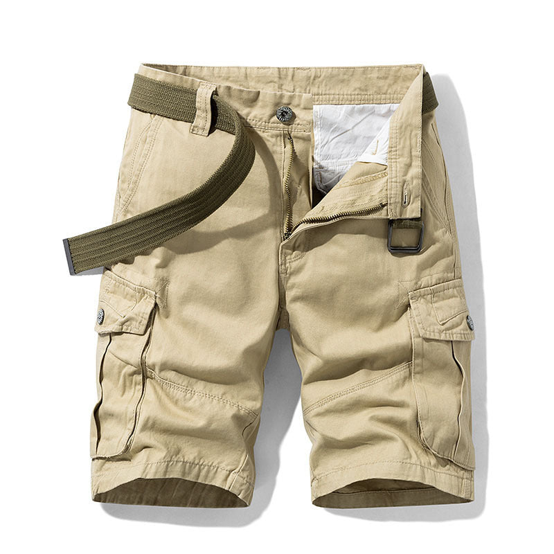 Summer Baggy Multi Pocket Military Cargo Shorts Male Cotton Khaki Mens 30-38 No Belt